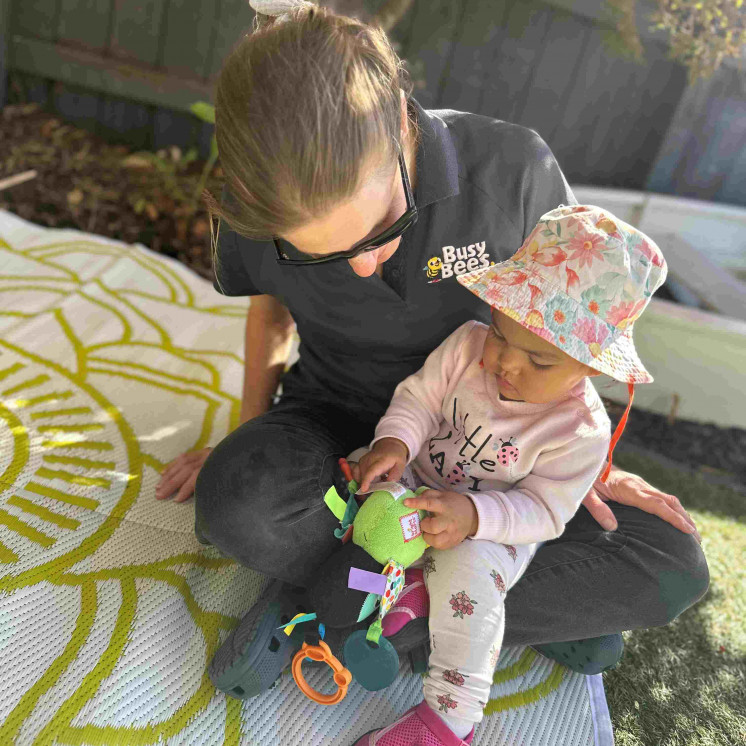 Nurturing teachers at Busy Bees Motueka build authentic relationships with babies