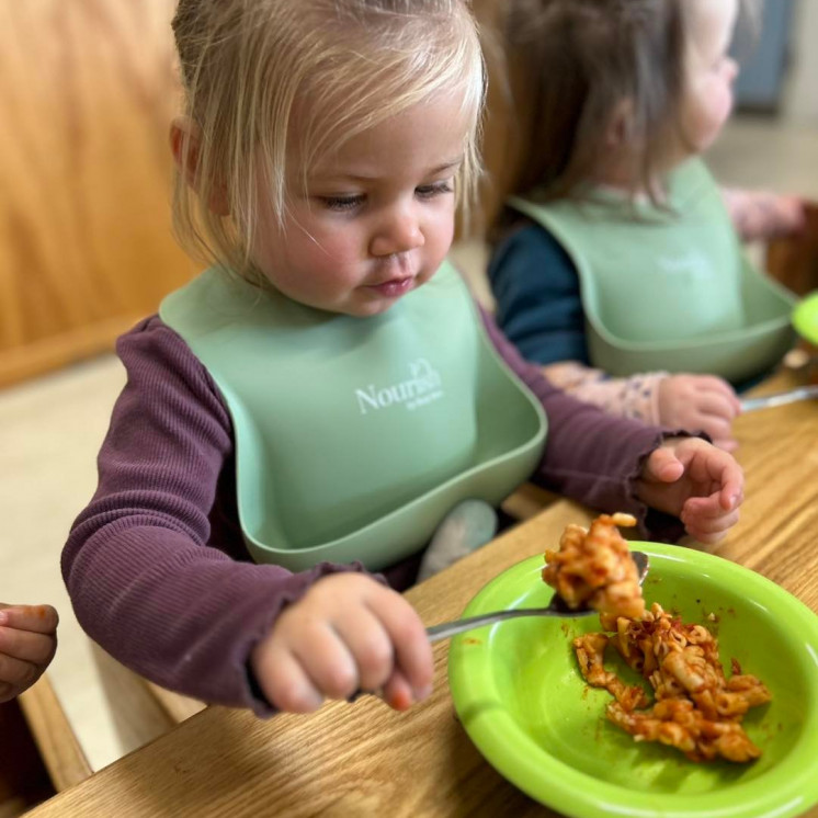 Children enjoying nutritious meal at early childhood centre in Palmerston North at Busy Bees on Featherston Street