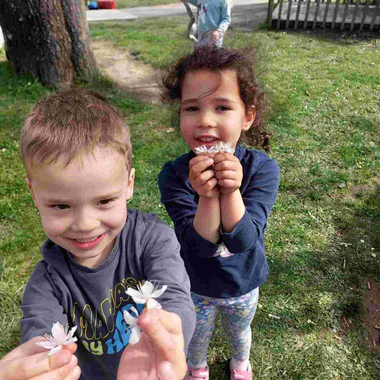 Outdoor sensory exploration for preschool children at at Busy Bees Greytown childcare centre 