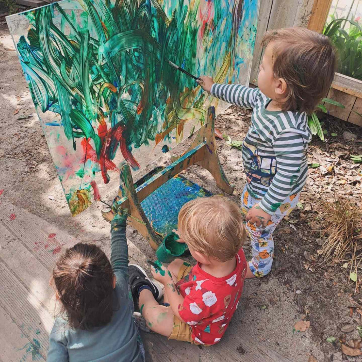 Busy Bees Havelock North toddlers creating a masterpiece