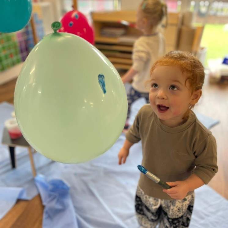 Busy Bees Martinborough childcare centre balloon painting activity