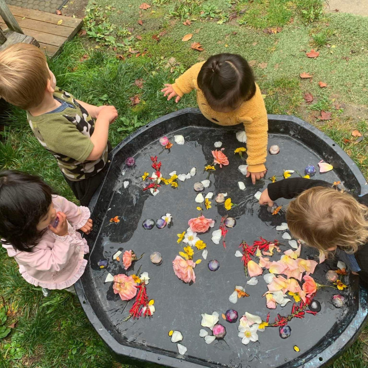 Outdoor natural sensory play in Busy Bees Motueka