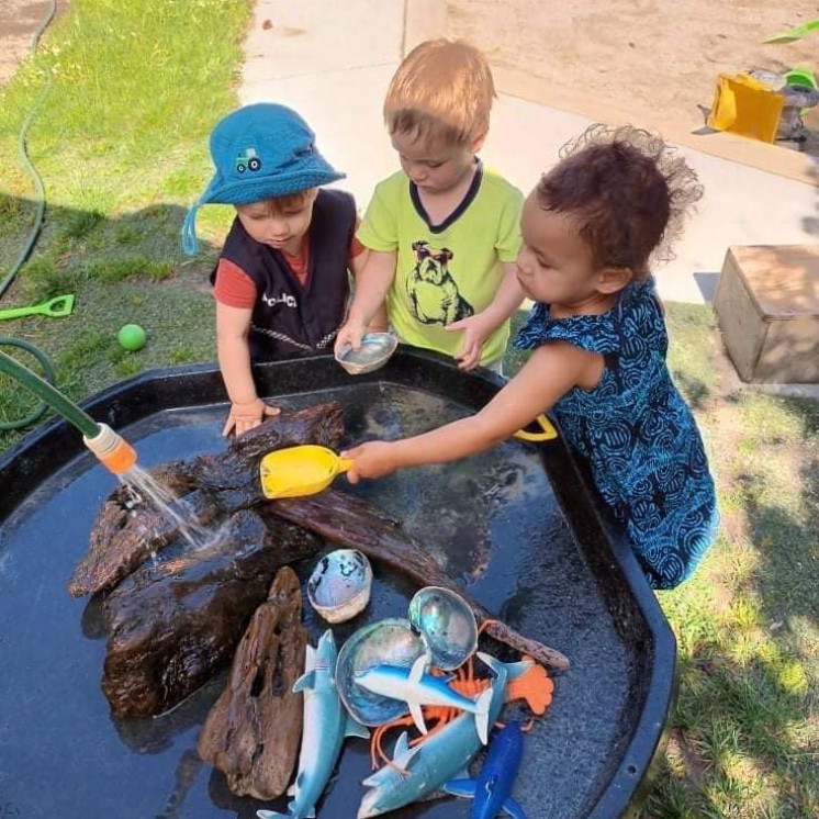 Outdoor water play at Busy Bees Motueka