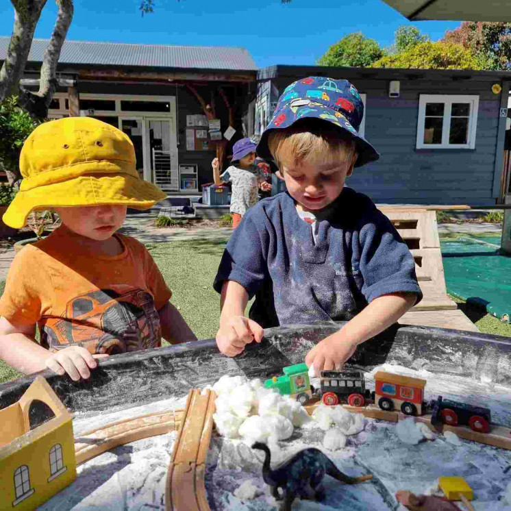 Preschoolers engaged in bubble play at Busy Bees Motueka Childcare