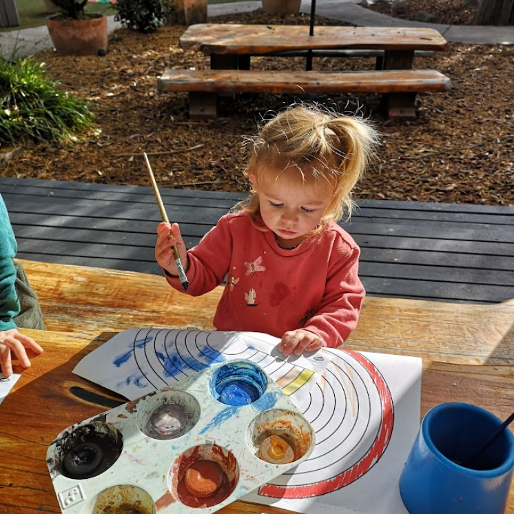 Busy Bees Motueka outdoor painting for our toddlers