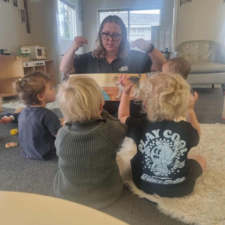 Early literacy at mat time for babies at Busy Bees Napier Road