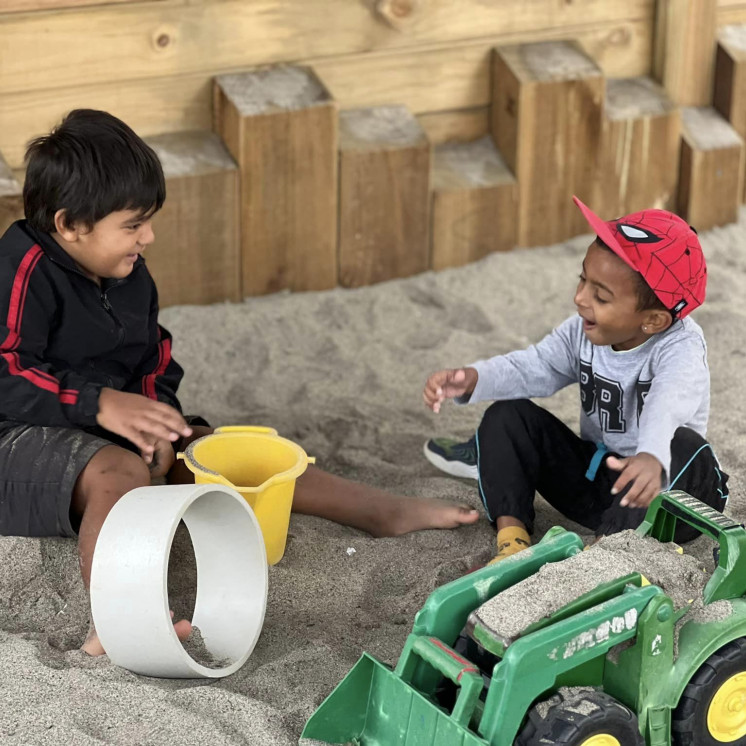Friendships flourish in the sandpit at Busy Bees Ormiston Road