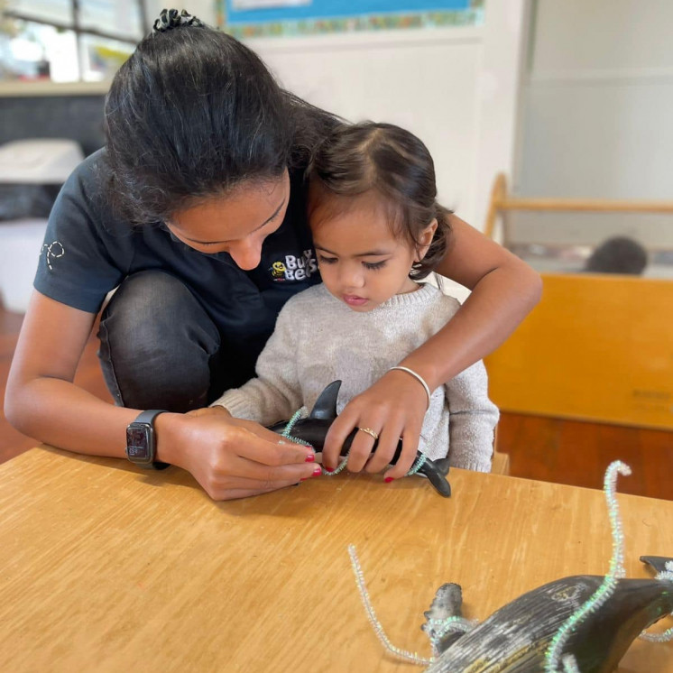 Ocean week education in the toddler room at Busy Bees Ōtāhuhu