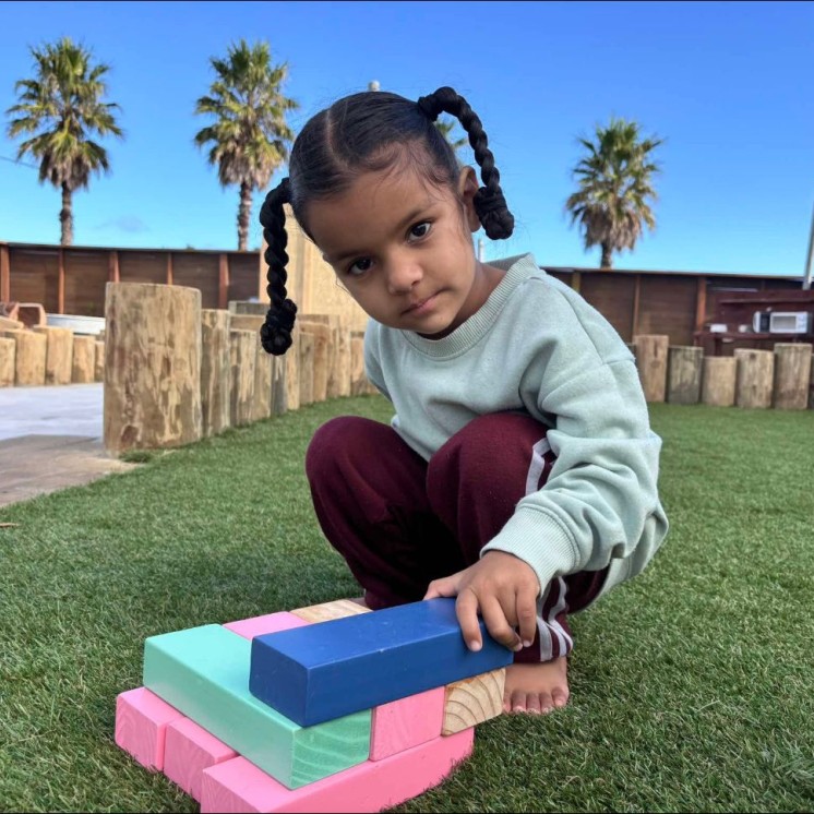 Busy Bees Papamoa Beach Building blocks in our new playground