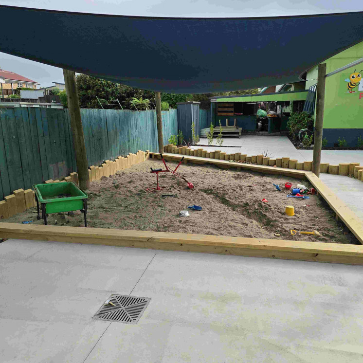 Large sandpit for childcare centre in putaruru