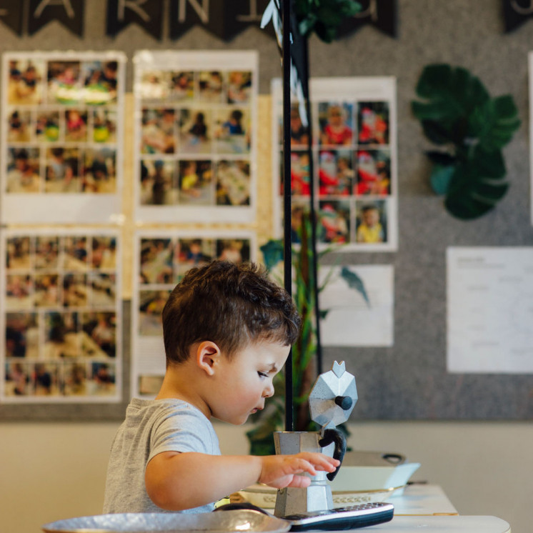 Child using focus and concentration on task