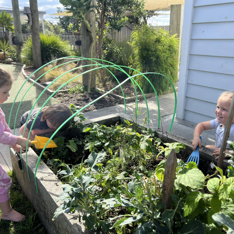 Tending to the vegetable garden at busy bees silverdale 