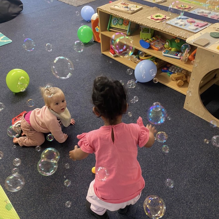 Busy Bees Southbrook playing with bubbles