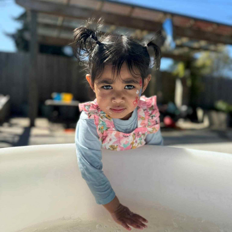 Waterplay in toddler room at Busy Bees Taupo