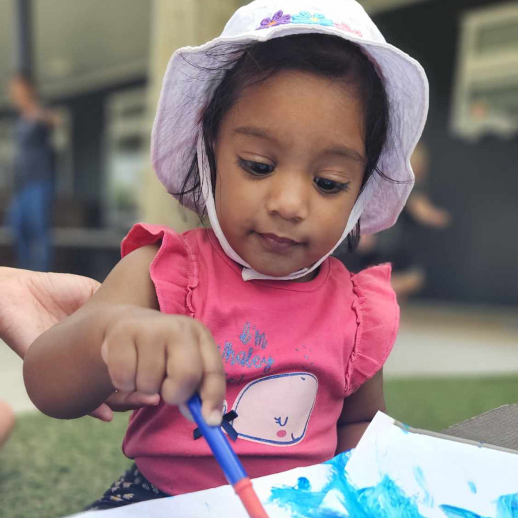 Messy play in toddlers room at Busy Bees Te Kauwhata