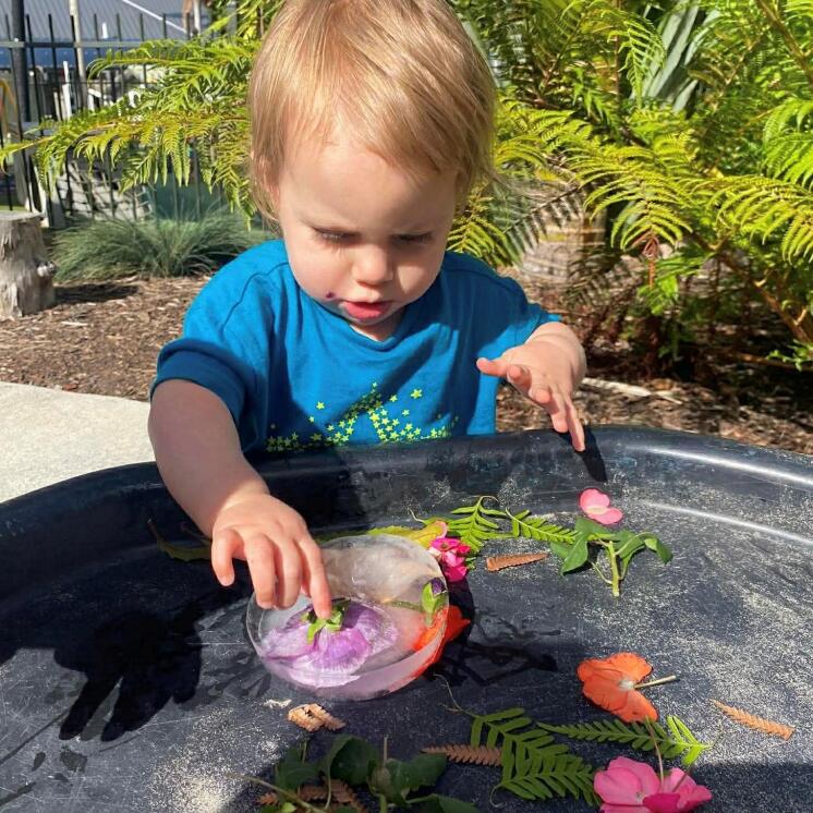 Water and sensory play for baby room at Busy Bees Whau Valley